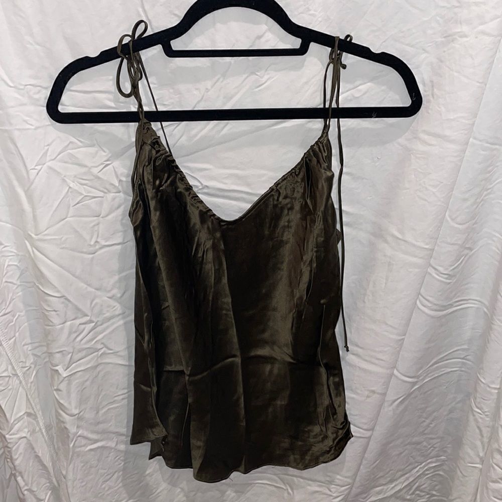 Army green silk reformation tank top size xs